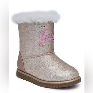 Juicy Couture Gold Glitter Boots with Pink Logo